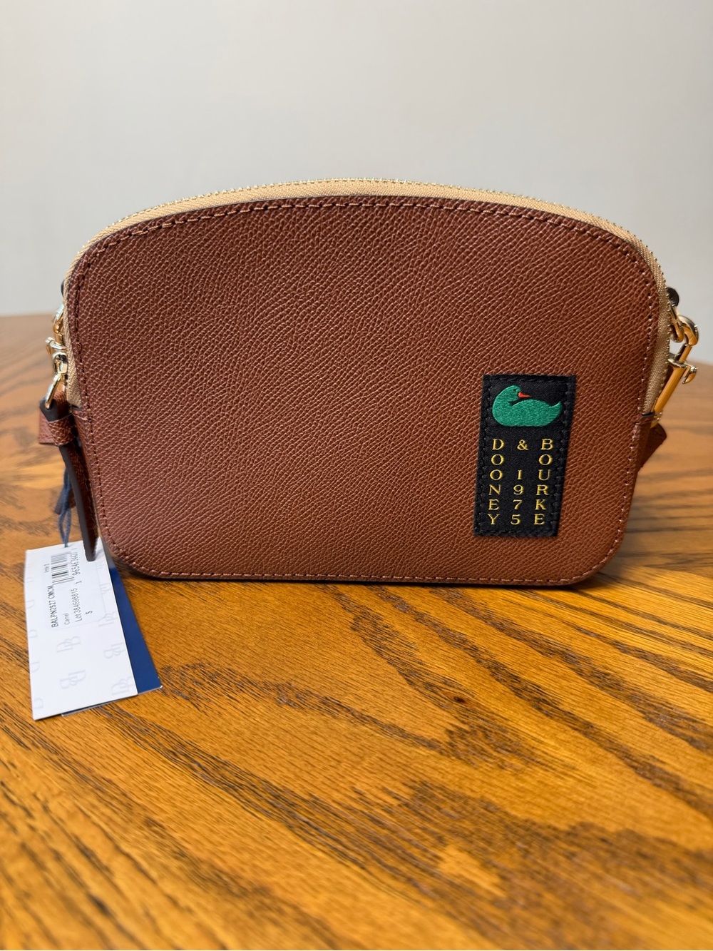 Dooney & Bourke Caramel Pebble Leather Crossbody with Duck Patch